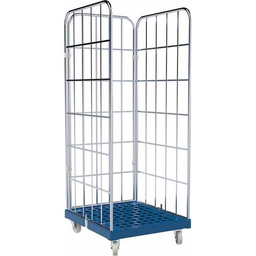 Rollbehälter FV, 3-seitig, Rollplatte aus Kunststoff, 724 x 815 x 1.830 mm, 500 kg, Nutzhöhe 1.640 mm, Schwarz Image