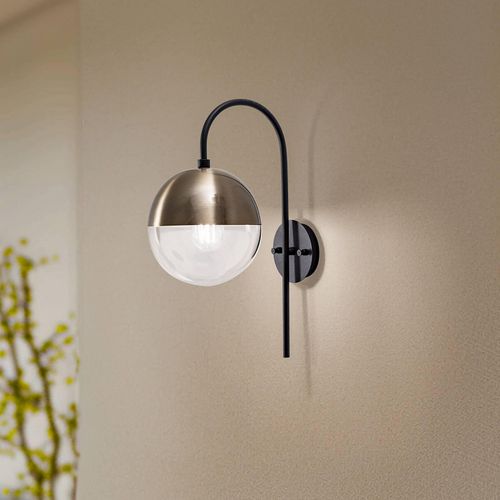 Wandleuchte Bastos 3055, schwarz/gold antik/klar