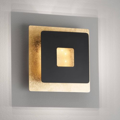 LED-Wandleuchte Hennes, Breite 18 cm, blattgold/schwarz