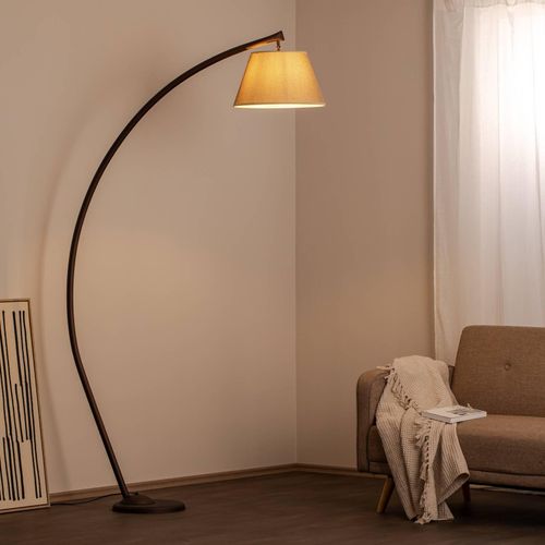 Stehleuchte Sinea, braun/sand, Höhe 110 cm, Eisen, Textil