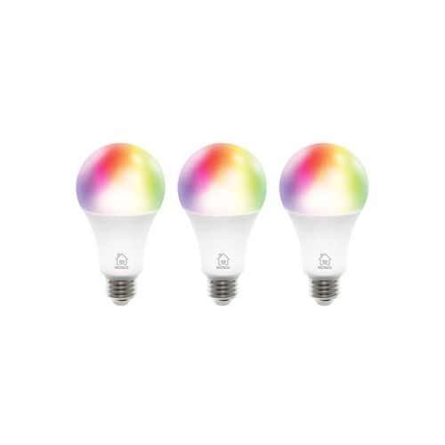 Deltaco LED-Lampe Smart - LED light bulb - shape: A60 - E27 - 9 W - RGB/warm white/cold white light - 2700-6500 K - white (pack of 3) E27