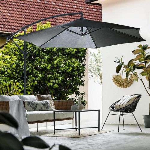 Ambia Garden Ampelschirm , Anthrazit, Schwarz , Textil , 300x300 cm , höhenverstellbar, UV-beständig, wetterfest , Sonnen- & Sichtschutz,