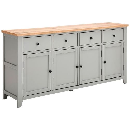Mid.you Sideboard , Grau, Natur , Metall , Eiche, Kiefer , furniert, massiv , 4 Schubladen , 180x87x43 cm , Holzmöbel, Kleinmöbel Holz, Holzkommoden,