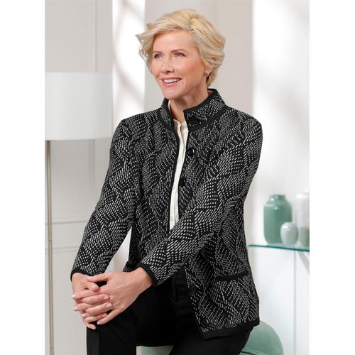 Strickjacke CLASSIC, Damen, Gr. 40, beige (schwarz, ecru, gemustert), 70% Polyacryl, 30% Schurwolle, gemustert, mehrfarbig, Strickjacken