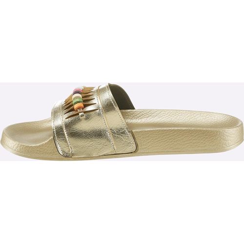 Pantolette CASUAL LOOKS, Gr. 41, gold (goldfarben), Polyester, Schuhe