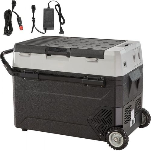Camping Kühlschrank 53 L - Rollbare Kühlboxen mit Elektrischer Gefrierbox - 2-in-1 Doppelzone Auto-Kühlschrank Kompressor zum Warmhalten und - Bearbeitet.