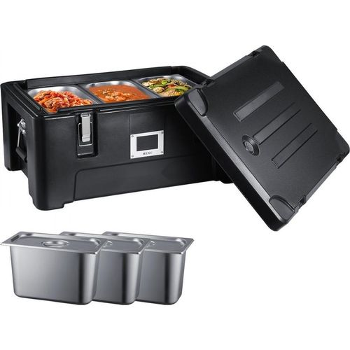 Isolierter Lebensmit-Toplader - 3 Pfannen 36 Qt - Stapelbar - Schwarz