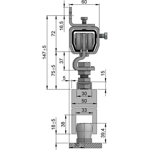 Schiebetorgarnitur SP400W101 blau verz.L.2000mm
