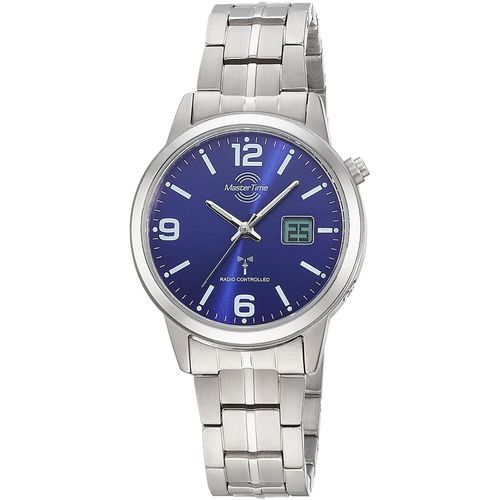 Funkuhr MASTER TIME, silber (titansilberfarben, blau), Armbanduhren, Damen, Quarzuhr, Armbanduhr, Damenuhr, Titan, analog, digital