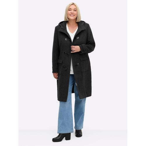 Dufflecoat SHEEGO, Damen, Gr. 50, anthrazit, meliert, 70% Polyester, 30% Wolle, Mäntel