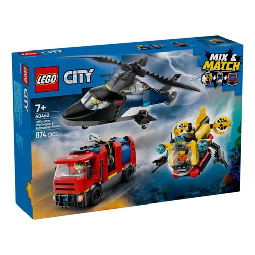 LEGO® Kombinationsset mit Hubschrauber, Löschauto und U-Boot