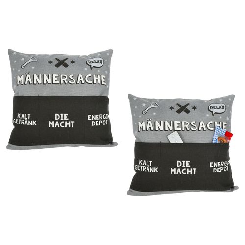 Kissen MÄNNERSACHE grau