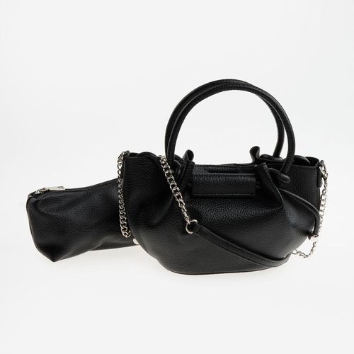 Schwarze Schultertasche mit Geldbörse
