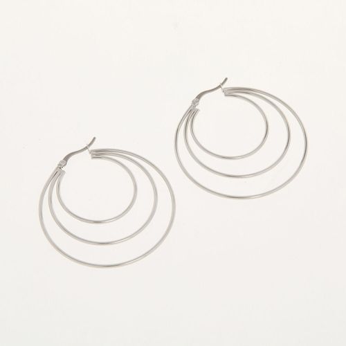 Versilberte dreireihige Creolen