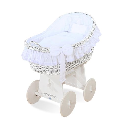 Moses Weidenkorb mit Weidenkiste Carina weiß + weißes Bettzeug