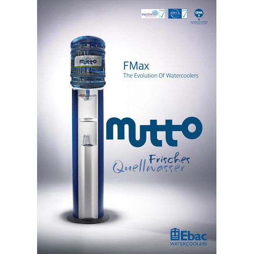 Wasserspender FMAX Serie mit Heißwasserfunktion, Becherspender, Rollen und Einwegsystem, 145 cm hoch