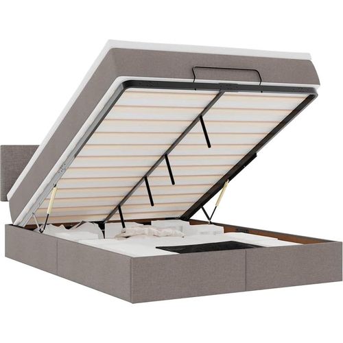 vidaXL Ottomanische Bett mit Matratze & LEDs Taupe 140x190 cm Stoff