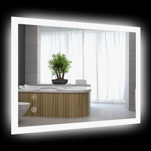 LED Badezimmerspiegel mit Berührungs- und Memory-Funktion, antibeschlagend, 70x50 cm, Hintergrundbeleuchtung