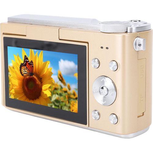 4K Digitalkamera für Fotografie Autofokus 64MP Vlogging Kamera mit 3 Zoll Flip Screen 16X Digitalzoom Kompaktkamera für Reisen Gold