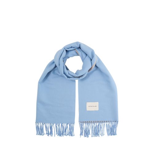 Schal TOM TAILOR, Damen, calm blau, Web, Materialmix, unifarben, Casual, Modetücher, mit Fransen
