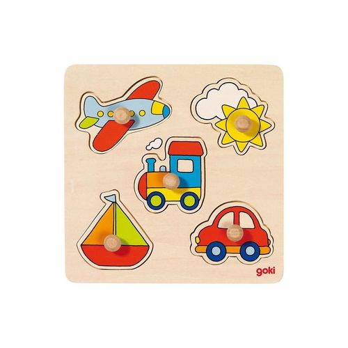 Goki Wooden Stud Puzzle Vehicles Holz