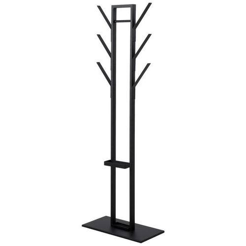 Garderobenständer , Schwarz , Metall , 56x165x28 cm , standfeste Füße, integrierter Schirmständer, Jackenhalter , Garderobe, Garderobenständer