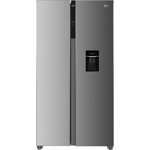 Beko GNO5322WDXPN Side-by-Side, Kühlschrank, Gefrierschrank, 532 l Gesamtvolumen, 347 Liter Kühlbereich, 185 Liter Gefrierbereich, Multifunktionsdisplay, NoFrost, Wasserspender, Edelstahl