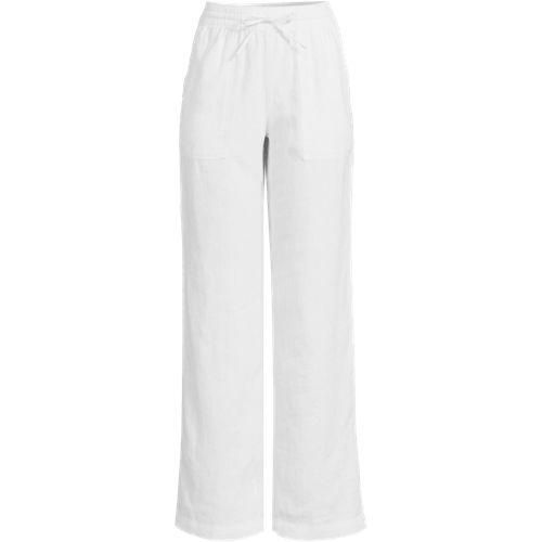 Leinen-Schlupfhose mit weitem Bein, Damen,  Weiß, Leinen, by Lands' End