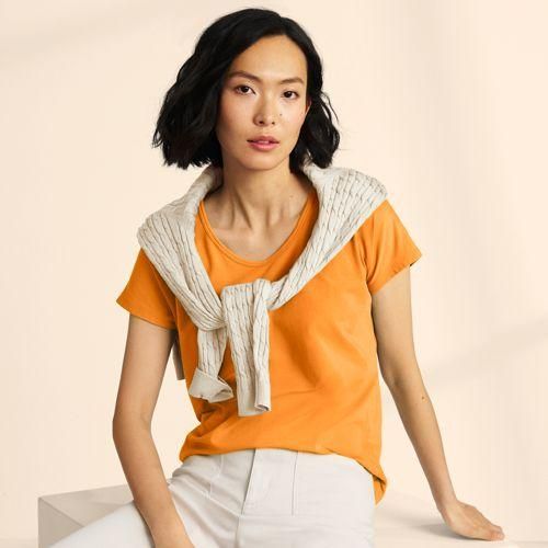 Shirt aus Baumwolle/Modal-Mix mit Ballett-Ausschnitt, Damen,  Orange, Baumwolle Modal, by Lands' End