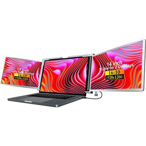 S500 tragbarer Computermonitor, erweiterter Laptop-Bildschirm, dreifacher Bildschirm, 14-Zoll-FHD-IPS-Bildschirm, geeignet für 15-17,3-Zoll-Laptops