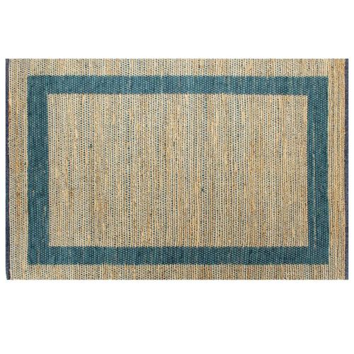 vidaXL Teppich Handgefertigt Jute Blau 160x230 cm