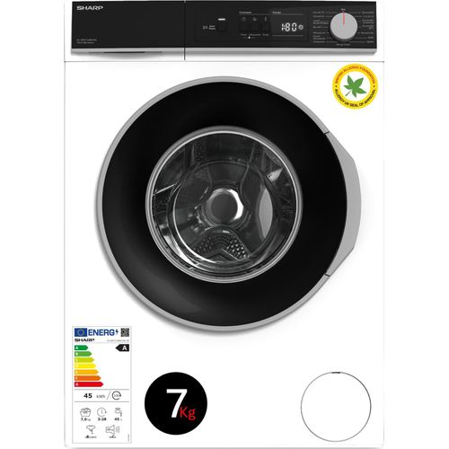 Sharp ES-NFA714BW1NA-DE Waschmaschine Frontlader/A / 7kg / 1400 U/min/Inverter Motor / 15 Programme inkl. 12 min Kurzprogramm/AquaStop/Weiß