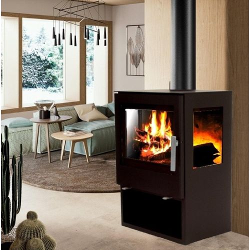 Panorama Kaminofen 9.8kW Holzofen 3 Scheiben 3 seitig Heizofen Ofen Kamin 56315