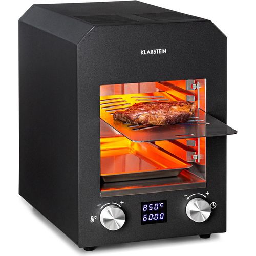 Klarstein Hannibal - Hochtemperaturgrill, Indoor-Grillgerät, Leistung: 2.200 W, Temperatur: 200- 850 °C, Infrarot-Heizelement, CharForce System, Grillfläche: 18,5 x 30 cm, LED-Display, Timer, schwarz