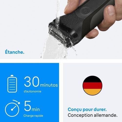 BRAUN Series 3 Elektrorasierer Schwarz 30 Minuten Akkulaufzeit 5 Minuten Schnellladung