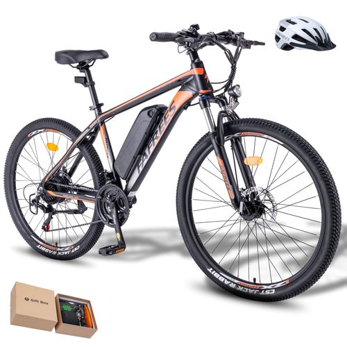 E-Bike Rostfreie Aluminiumlegierung Pannensichere Reifen 26 Zoll bis zu 80 - 100 km Mountainbike 21 Gang Wasserdicht IP54 Pedelec, Orange