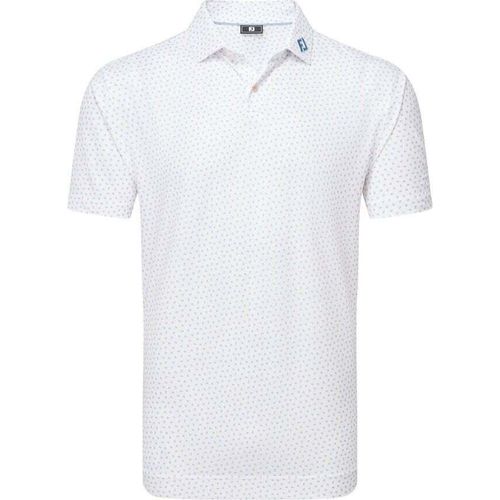 Footjoy Bounce Print Pique Mens White/Orange/Blue Jay L Polo-Shirt