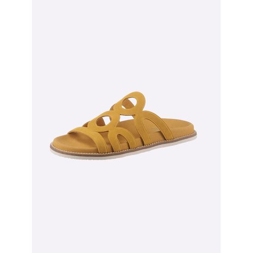 Pantolette HEINE, Damen, Gr. 39, gelb, Glattleder, Rindsleder, Schuhe
