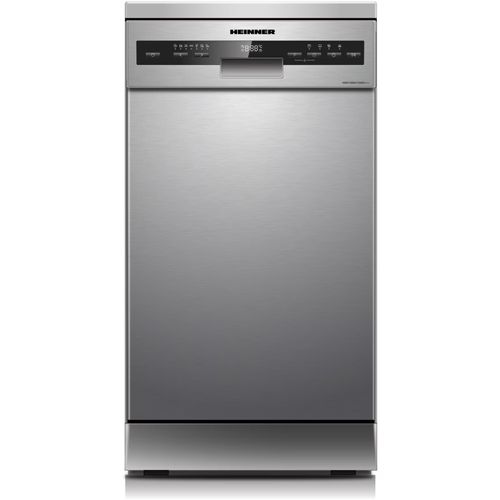 Heinner HDW-FSM45710AXD+++ Geschirrspüler Freistehend, 45 cm, 7 Programme, Silber