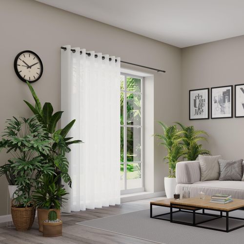 Vorhang NEUTEX FOR YOU "Kiss", weiß (wollweiß), B:142cm H:120cm, Jacquard, Polyester, Gardinen, Ösenschal mit Metallösen, Breite 142 cm, nach Maß