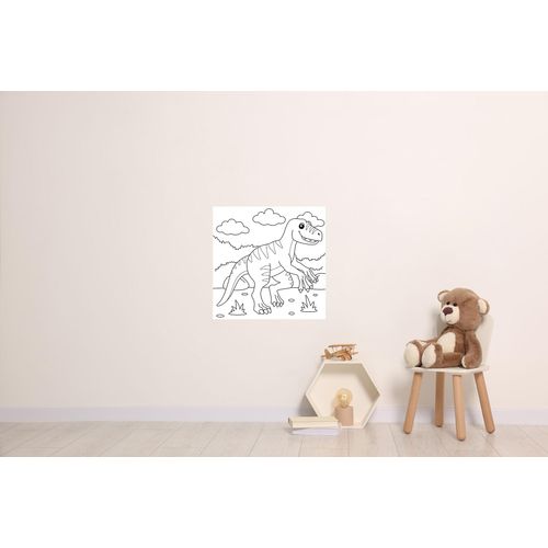 Wandsticker QUEENCE "Dino", weiß, B:45cm H:45cm, Vinyl, Wandtattoos, DIY-Wandsticker zum Bemalen