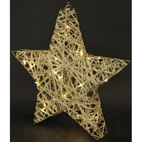 Dekostern I.GE.A. "LED Stern mit Timer 33 cm", gold, B:34cm H:33cm, Metall, Dekosterne, Deko Warmweiß Leuchtstern Weihnachtsdeko Weihnachtsstern gold