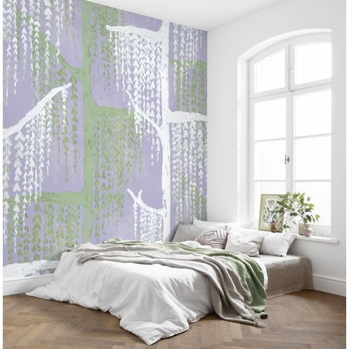 Fototapete KOMAR "Komar Vlies Fototapete - Crazy Willow - Größe 350 x 250 cm", lila (modern), H:1,4m L:2,5m, Vlies, Tapeten