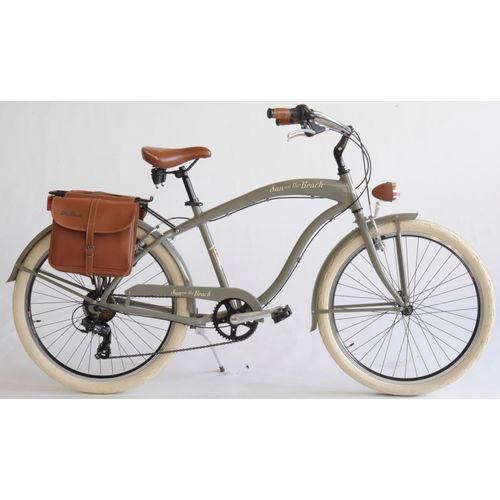Cruiser "CRUISER Sun on the beach MAN" Gr. 47, grün (grau, grün), VENICE - I LOVE ITALY, Fahrräder, Kinder, 47cm, 26 Zoll (66,04cm), für Herren, Kettenschaltung