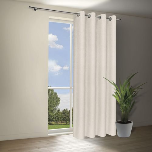 Vorhang GERSTER "Gesina" Gr. 1, beige (natur), B:140cm H:245cm, Wirkware, Polyester, Gardinen, Blickdichter Ösenschal "Gesina"