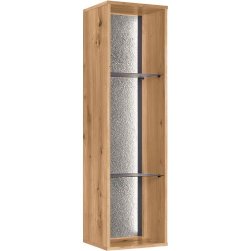 Hängeregal, braun (eiche artisan), B:30 H:121 T:30, SET ONE BY MUSTERRING, Regale, Rückwand mit Zierelement, Beleuchtung optional, B34 x H121 cm