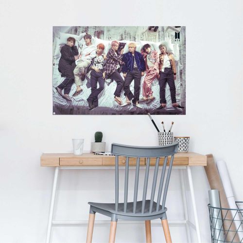 Poster REINDERS "Poster BTS Bett - Band - Bangtan Boys", bunt (farbe bild(er): mehrfarbig), B:91,5cm H:61cm, Papier, Bilder, Poster