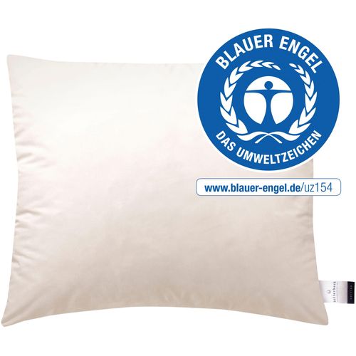 Federkopfkissen BILLERBECK "E14 Greta, Kopfkissen 40x80, 70x80, 80x80 cm", beige (champagner), B:70cm L:90cm, Bezug: 100% Baumwolle. Füllung: 85% Entenfeder, 15% Entendaune, Kopfkissen, Die Daunendecke mit dem blauen Engel