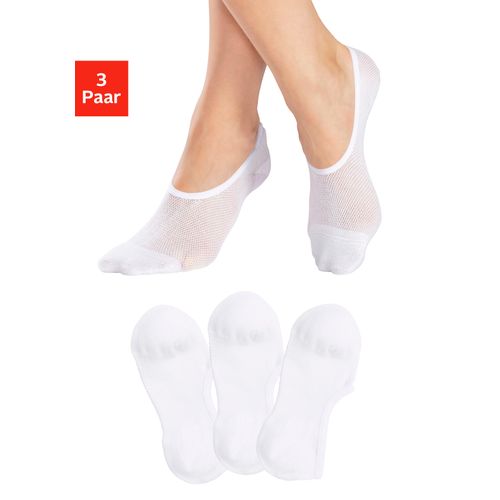 Füßlinge LASCANA ACTIVE, Damen, Gr. 39-42, weiß (3x weiß), Baumwollmischung, unifarben, elastisch, Socken, mit Pikee Struktur