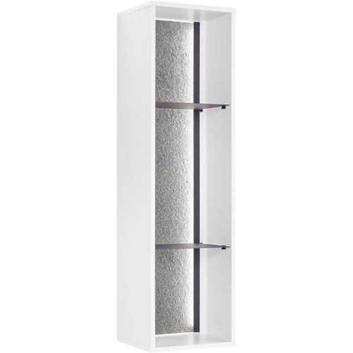 Hängeregal, weiß (weiß matt), B:30 H:121 T:30, SET ONE BY MUSTERRING, Regale, Rückwand mit Zierelement, Beleuchtung optional, B34 x H121 cm